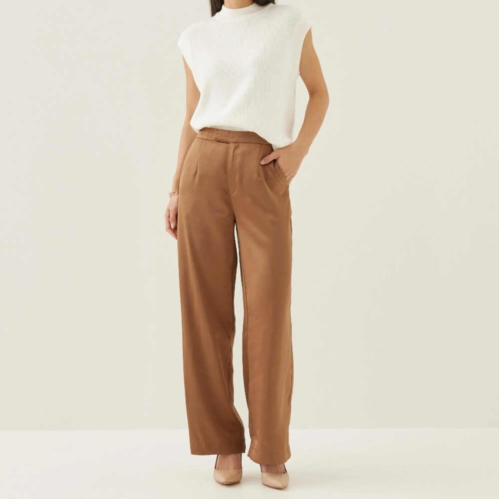 Elegant Brown Straight-Leg Women's Pants